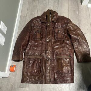 Danier Leather Dark Brown Leather Jacket Mens Size XL